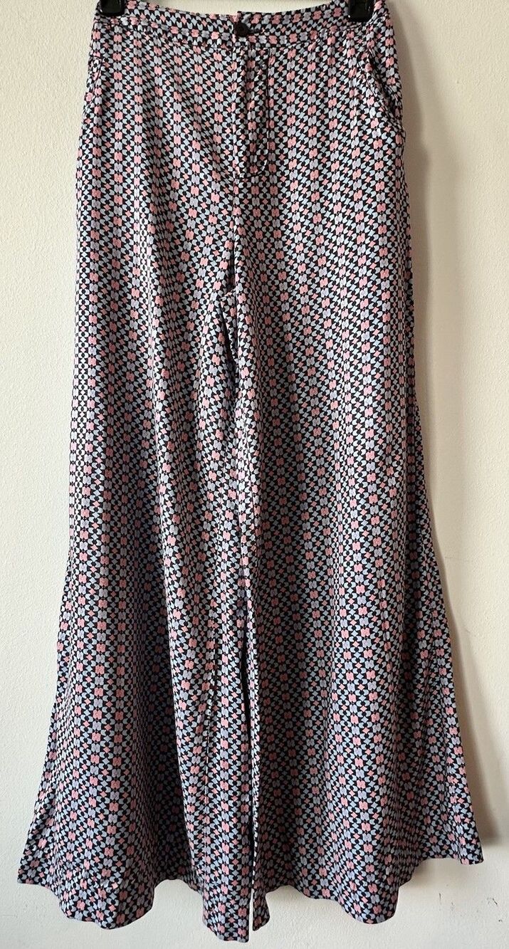 Anthropologie Maeve Geometric Wide Leg Pants Boho Flare Artsy Trouser Palazzo 0